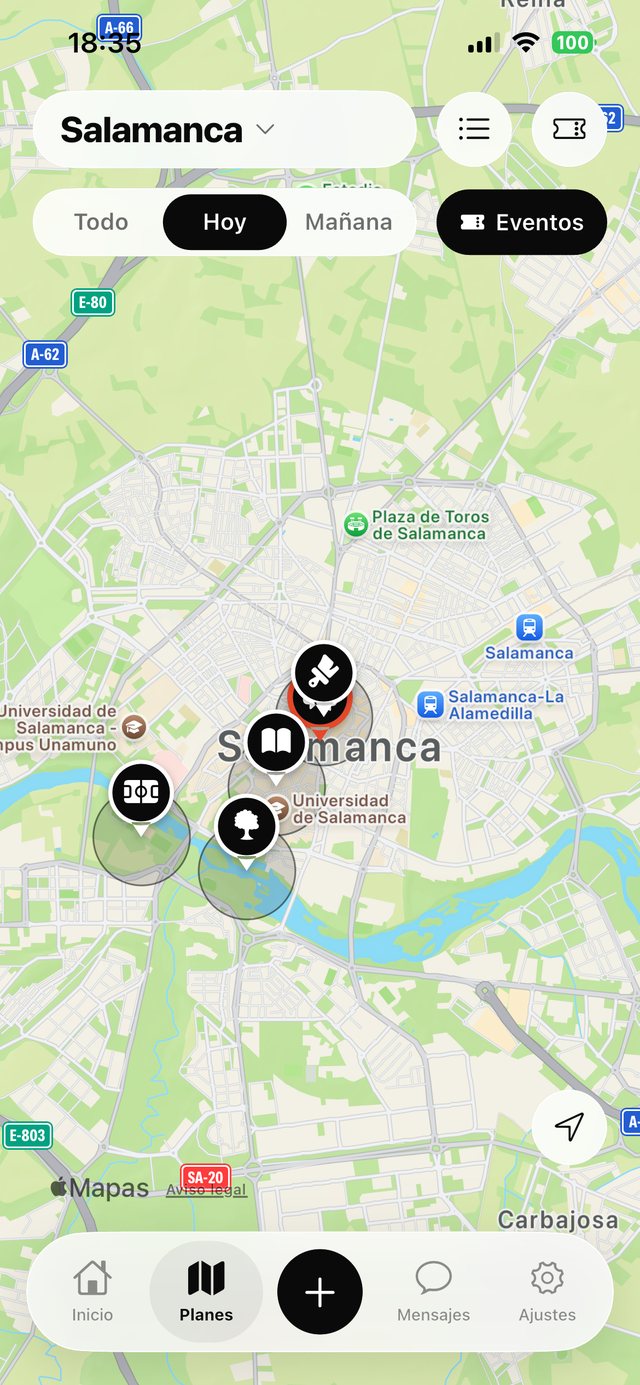 Mapa de Salamanca con los planes de hoy